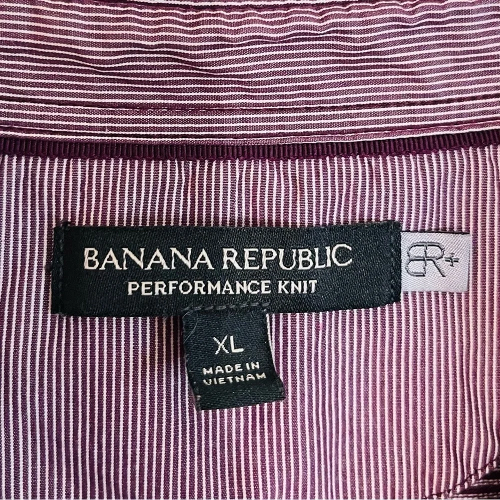 Banana Republic Performance Knit Short Sleeve Polo Shirt Men Size XL Red/White